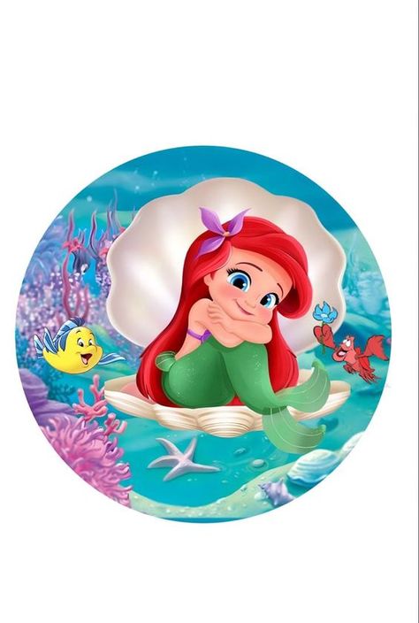 Ariel Bebe, Ariel Baby, Baby Disney Characters, Cinderella Theme, Silhouette Cake Topper, Mermaid Birthday Party Decorations, Mermaid Theme Birthday Party, Frozen Birthday Invitations, Farm Themed Birthday Party