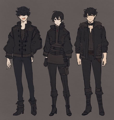 Black Suit Character Design Male, Jacket Character Design Male, Villain Costume Design Male, Villain Oc Art Male, Male Oc Clothes Ideas, Character Outfit Design Male, Adventurer Outfit Fantasy Male Drawing, Men Assassin Outfit, Cool Male Clothes