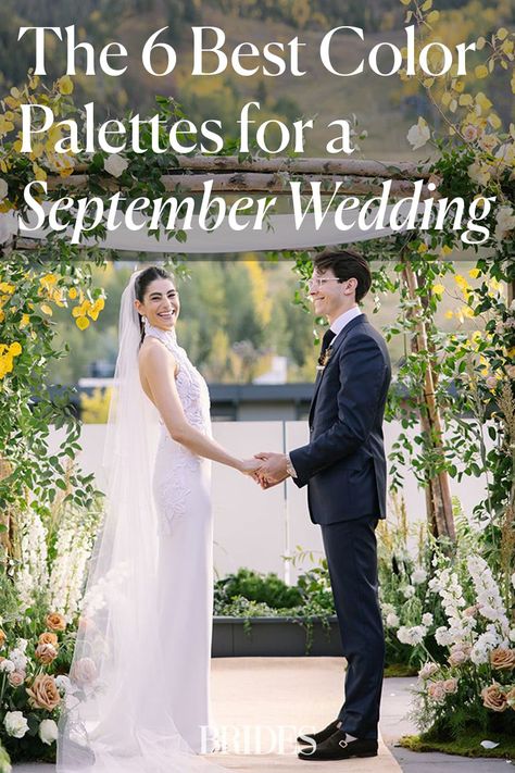 Color Scheme For September Wedding, September Wedding Ideas Color Palettes, Wedding Colors For September Weddings, Wedding June Colors, Wedding Color Schemes September Colour Palettes, Wedding Color September, Best Wedding Theme Colors, Elegant September Wedding Ideas, Wedding Themes September