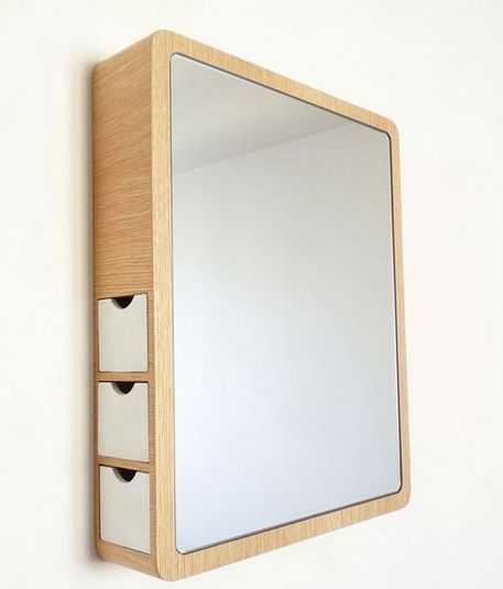 53 Simply Cool Products – Innovative Useful Inventions When I design my new bathroom... ha..Ha...Ha.. Small Room Storage, Fashion Mirror, Contemporary Mirror, Jewelry Mirror, Storage Mirror, Storage Design, Cool Inventions, A Mirror, Hidden Storage