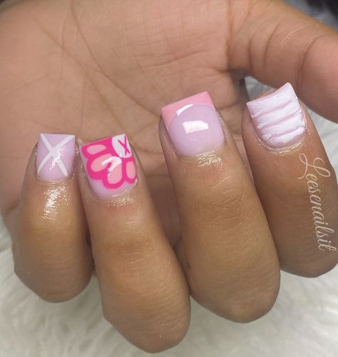 Nails For Back To School 6th Grade, Colorful Nails Inspiration, Nails For Back To School Acrylic Short, Extra Short Acrylic Nails French Tip, Nail Designs For 10 Year, Short Nails Black Girls Ideas, Back To School Nails 6th Grade, Xs Acrylic Nails, Flare Nail Designs