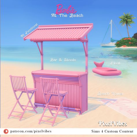 Sims 4 Pink Cc Maxis Match, Sims 4 Barbie Cc, Barbie Sims, Barbie Challenge, Furniture Cc, Sims 4 Anime, Pink Bar, Sims 4 House Building, Free Sims 4