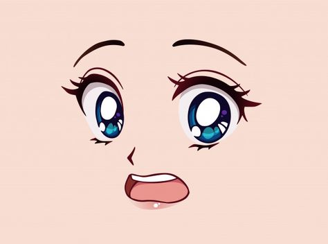 Asustada cara de anime. estilo manga gra... | Premium Vector #Freepik #vector #mujer Angry Anime Face, Angry Eyes, Regard Animal, Anime Face, Face Template, Big Blue Eyes, Hand Drawn Vector Illustrations, Cartoon Faces, Retro Cartoons