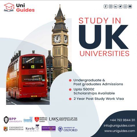 College Marketing, Travel Advertising Design, Study In Uk, Admissions Poster, Study In London, Education Poster Design, University Of Birmingham, Uk Visa, Uk Universities