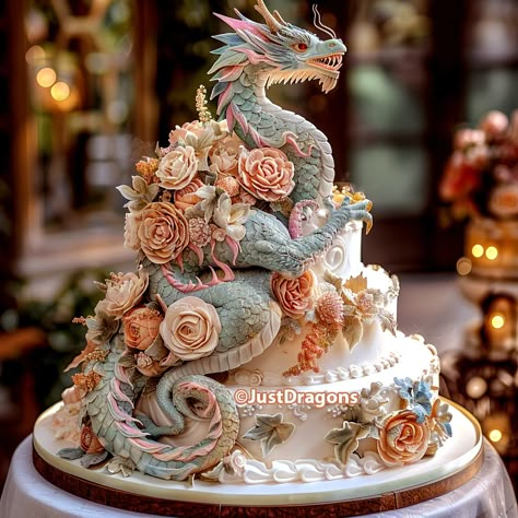 Elizabeth Coronation, Clay Dragons, Dragon Cakes, Dragon Cake, Fantasy Cake, Beautiful Cake Designs, Amazing Food Decoration, Bow Tattoo, Creative Cake Decorating