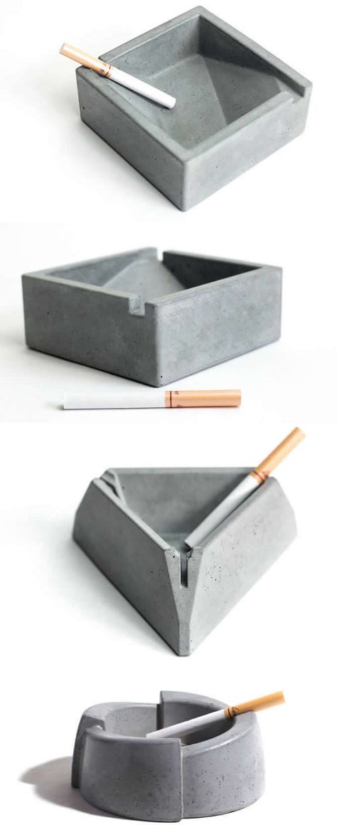 Concrete Cigar Cigarette Ashtray Concrete Product Design, Design Ashtray, Concrete Accessories, Ashtray Design, Concrete Ashtray, Ashtray Ideas, Decoration Beton, Cement Design, Cement Diy