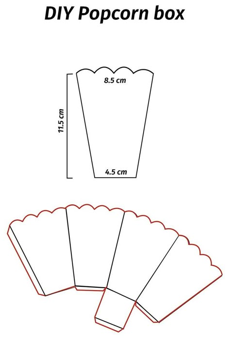 Popcorn Box Diy, Small Business Ideas Products, Popcorn Box Template, Moldes Para Baby Shower, How To Make Popcorn, Diy Gift Box Template, Box Origami, Diy Popcorn, Popcorn Boxes