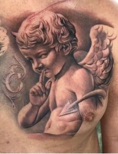 Chicano Angel Tattoo, Angel Hand Tattoo, Cherubs Tattoo, Cherub Tattoo Designs, Prison Drawings, Baby Angel Tattoo, Cherub Art, Heaven Tattoos, Cherub Tattoo