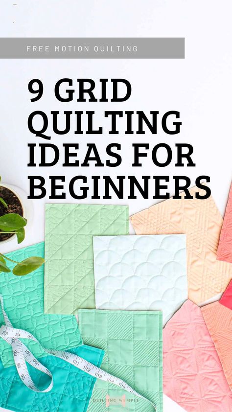 Easy Free Motion Quilting Designs, Grid Quilting, Hand Quilting Technique, Easy Quilting Design, Beginner Quilting Projects, Hand Quilting Designs, Quilting Stitch Patterns, Free Motion Designs, Sewing Machine Quilting