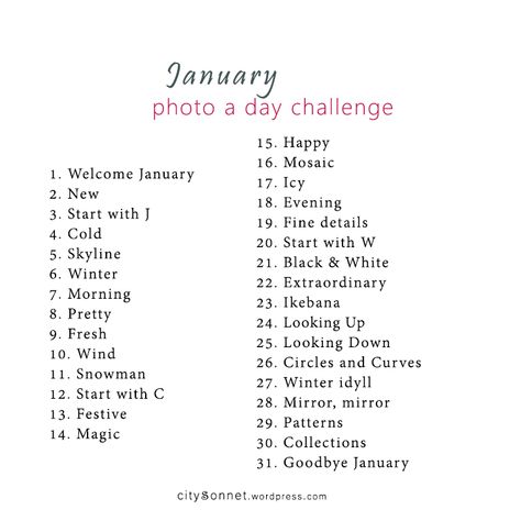 January Photography Challenge, January Daily Photo Challenge, A Picture A Day Challenge, January Photo Challenge 2023, January Photo A Day, Art Habits, Defi Photo, April Photo Challenge, January Photo Challenge