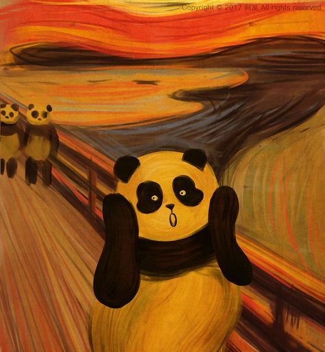 10+ Famous Paintings That Look Better With Pandas Panda Artwork, Panda Painting, Panda Drawing, The Scream, Panda Art, Art Parody, Edvard Munch, Famous Paintings, Panda Love