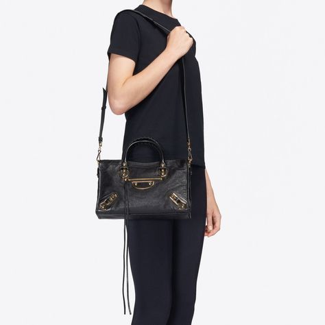 Classic Metallic Edge City S Black for Women | Balenciaga Edge City, Bags Balenciaga, Women's Bags, Online Boutique, Balenciaga, Top Handle Bag, Online Store, Bag Lady, Shoulder Bag