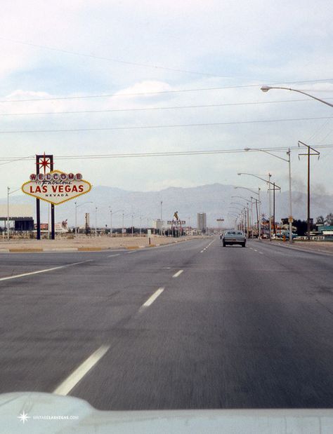 vintagelasvegas: “ Arriving in Las Vegas in 1966 Hacienda & Dunes in the distance. Kodachrome scan by VLV. ”