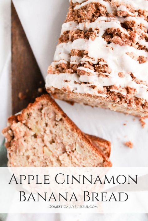 Banana Apple Recipes, Cinnamon Banana Bread Recipe, Gluten Free Banana Nut Bread, Banana Apple Bread, Banana Bread With Streusel, Brunch With Babs, Banana Bread Cream Cheese, Banana Bread With Applesauce, Custard Bread