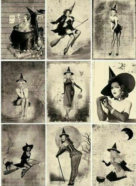 All are welcome here Halloween Pin Up, Morticia Addams, Vintage Witch, Halloween Pins, Black And White Photos, Halloween Images, Vintage Pin Up, Theme Halloween, Witch Art