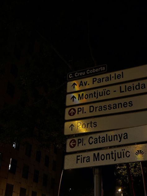 #streetsign #street #barcelona #night Barcelona At Night, Future Moodboard, Barcelona Streets, Barcelona Aesthetic, Dream Future, Night Aesthetic, Street Signs, Barcelona, Spain