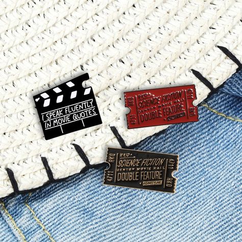 Video Logo, Enamel Pin Display, Movie Ticket, Movie Pins, Men's Brooch, Pendant Ideas, Lapel Brooch, Enamel Pin Collection, Merch Ideas