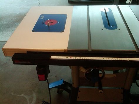 Table Saw Router Extension, Ryobi Router Table, Rigid Table Saw, Delta Table Saw, Router Table Plans, Diy Router Table, Garage Build, Router Plate, Router Table Insert