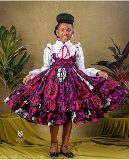 Ankara Styles For Girls Teens, Latest Children Ankara Gown, Latest Cord Lace Styles, Children Ankara Gowns, Kids Gown Design, Female Wears, Mode Batik, African Kids Clothes, Ankara Styles For Kids