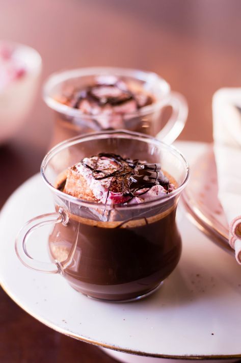 Hot Chocolate For Two, Raspberry Hot Chocolate, Dark Chocolate Raspberry, Coconut Panna Cotta, Tea Cake Cookies, Aphrodisiac Foods, Citrus Desserts, Berry Sauce, Raspberry Recipes