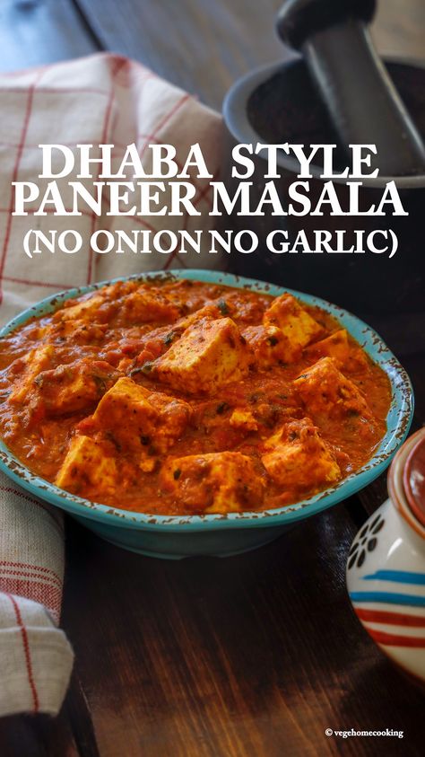 This curry is delicious, full of rustic flavors, and wholesome. It is an easy dish to prepare at home to experience Dhaba Style food. Paneer Masala is made with chopped tomatoes, coarsely ground whole spices, and soft Paneer. Shahi Paneer Recipe, Paneer Masala, Jain Recipes, Paneer Dishes, Curry Recipes Indian, Indian Cooking Recipes, Paneer Recipes, Garlic Recipes, Onion Recipes