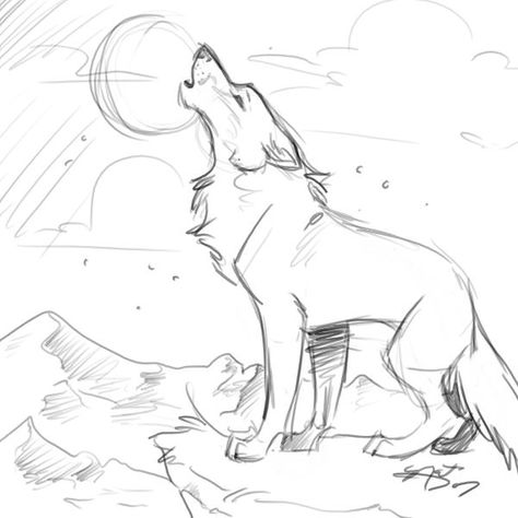 sketch wolf Wolf Howling Drawing, Animal Drawing Inspiration, Anime Wolf Drawing, Wolf Sketch, Wolf Drawing, Anime Wolf, Wolf Howling, A Wolf, Wolf Art