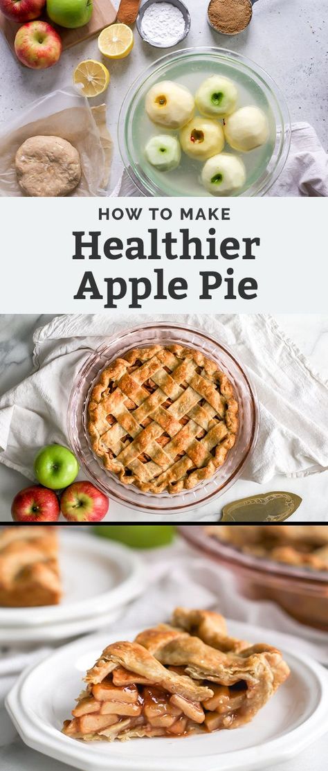 The BEST Healthier Apple Pie – this recipe is easy to follow and comes with lots of notes and tricks for the best pie crust! Apple Pie is a classic dessert that doesn't need to come with sugar overload – there is so much flavor in this, no one will know it has less sugar than its traditional counterpart. Healthy Pie Dough Recipe, Healthy Apple Pie Recipe Clean Eating, Apple Pie With Almond Flour Crust, Low Calorie Apple Pie Filling, Healthier Apple Pie, Sugar Free Apple Pie Recipe, Apple Pie Healthy Recipe, Apple Pie Recipe Healthy, Pie Recipes Healthy