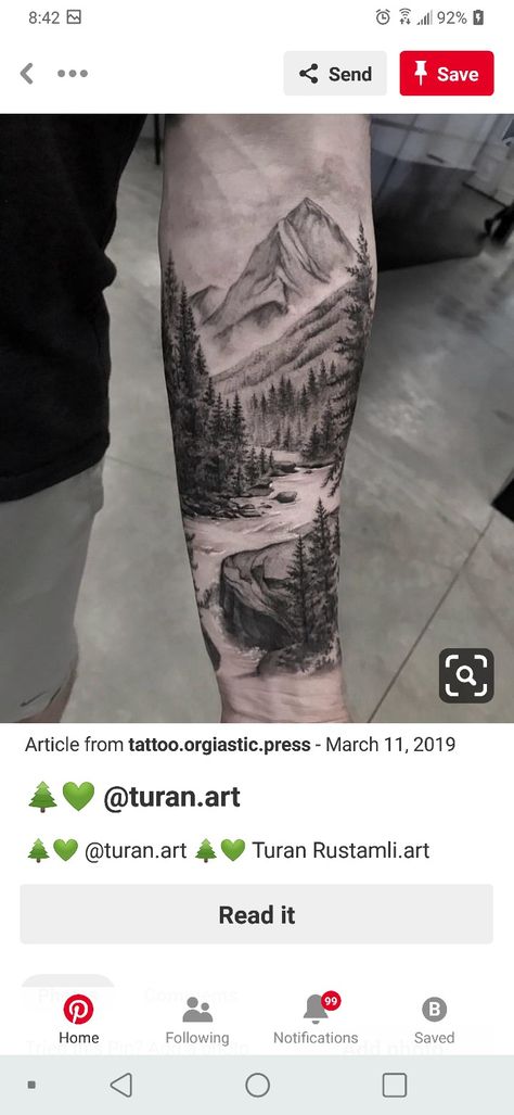 Mountain Sleeve Tattoo, Mens Side Tattoos, Moutain Tattoos, Wilderness Tattoo, Berg Tattoo, Outdoor Tattoo, Wood Tattoo, Cuff Tattoo, Nature Tattoo Sleeve