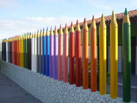 Rainbow Fence | Basic school in brazilian interior, Reconcav… | Flickr Italy Hair, Kindergarten Interior, Preschool Designs, School Building Design, Daycare Design, Sea Tattoo, Vintage Night, Tattoo Flowers, Kindergarten Design