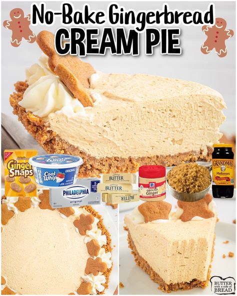 Gingerbread Pie Crust Recipe, Gingerbread Cream Cheese, Winter Dessert Table, Sweets To Bake, Christmas Pie Recipes, Italian Cream Soda, Potato Candy, Frozen Pie Crust, Gingersnap Crust