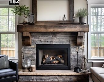 Gorgeous Reclaimed Wood Beam Fireplace Mantel With Wooden Corbels 142 - Etsy Wood Beam Fireplace, Beam Fireplace, Reclaimed Wood Mantel, House Spa, Fireplace Design Ideas, Stacked Stone Fireplaces, Reclaimed Wood Beams, Wood Mantle, Fireplace Beam