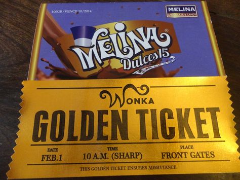 Invitaciones Willy Wonka . Papel Dorado mas envoltorio Golden Ticket, Front Gates, Willy Wonka, Chocolate Candy, Candy, 10 Things, Art