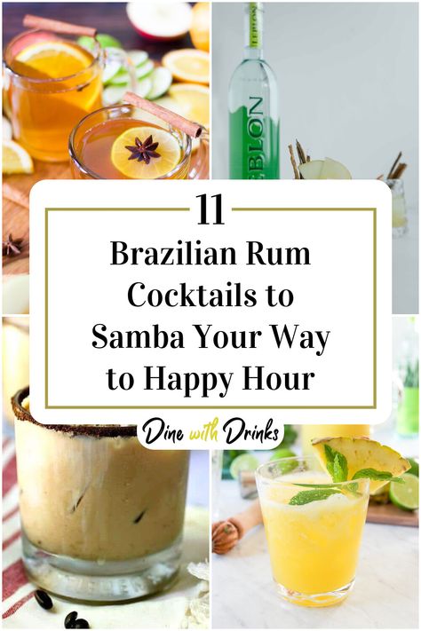 Collage of 4 brazilian rum cocktails. Brazilian Cocktail, Rum Cocktail Recipes, Rum Cocktails, Rum Drinks, Rum Cocktail, Delicious Drinks, Mixology, Best Recipes, Mixed Drinks