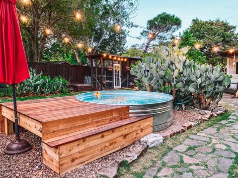 A Texas Stock Tank Pool Deck Tour — Stock Tank Pool Authority Stock Tank Pool Filter, Stock Tank Swimming Pool, Tank Swimming Pool, Cowboy Pool, Stock Pools, Tank Pools, Stock Tank Pool Diy, Pool Diy, Best Above Ground Pool