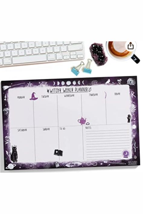 Planner Fall Décor Big Weekly Planner Notepad Agenda Office desk Room Décor Witchy Undated 2023 By Spirit Nest Witch Student, Organized Desk, Weekly Planner Notepad, Busy Office, Desk Room, Sage Smudging, Undated Weekly Planner, Planner Notepad, Calendar Gifts