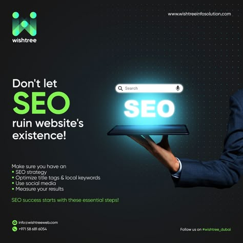 SEO success starts here! At Wishtree Make sure you have all the essential steps for SEO success covered so you can maximize your website's visibility. Contact us for more interesting info; 📩 info@wishtreeweb.com 📞 +971 58 681 6054 🔗 www.wishtreeinfosolution.com . . . #digitalmarketing #digitalmarketingtips #digitalmarketingagency #digitalmarketingservices #promteyourbusiness #searchengineoptimization #wishtree #seosuccess #uaedigitalmarketing #dubaionlinemarketing #dubaidigitalmarketing Seo Digital Marketing Creative Ads, Seo Poster Design, Seo Creative Ads, Ads Inspiration, Login Design, Ads Creative Advertising Ideas, Video Marketing Strategies, Performance Marketing, Marketing Poster