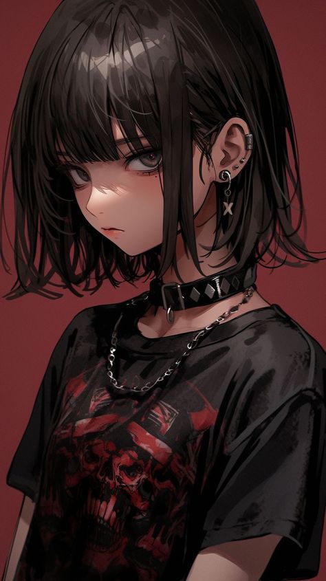 Tomboy Art, Anime Goth, Anime Show, Cute Goth, Anime Fashion, Profil Anime, 흑백 그림, Gothic Anime