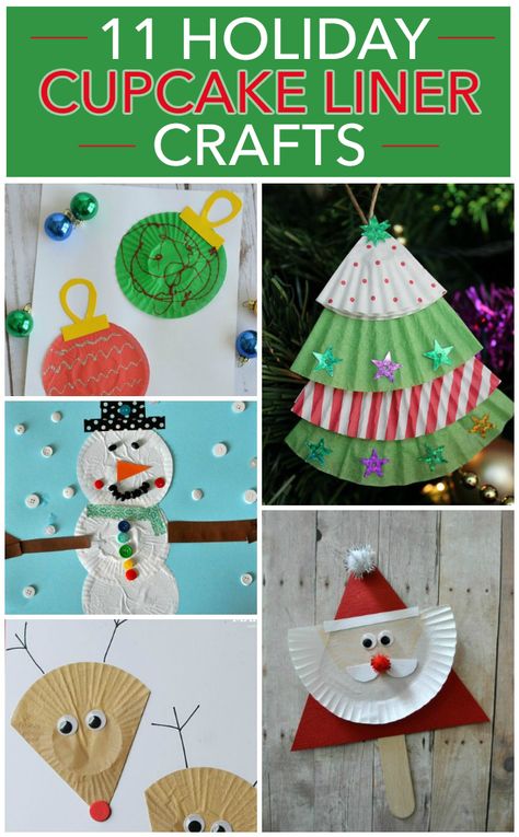 11 Holiday Cupcake Liner Crafts #christmascrafts #holidaycrafts #kidsactivities Easy Christmas Cupcakes, Cupcake Liner Crafts, Christmas Handprint Crafts, Handprint Christmas, Christmas Cupcake, Holiday Cupcakes, Christmas Paper Crafts, Christmas Tree Crafts, Christmas Activities For Kids