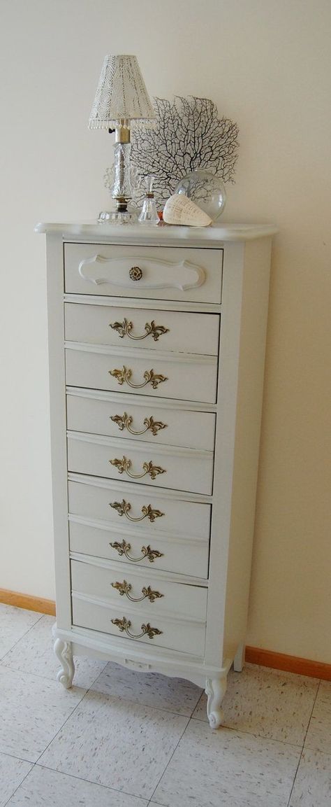 Rehabbed Furniture, Lingerie Dresser, French Provincial Bedroom, Dresser Redo, Duncan Phyfe, Provincial Furniture, Beach House Bedroom, Lingerie Chest, Vintage Drawers