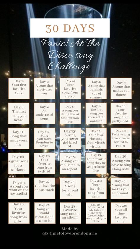 Disco Songs, 30 Day Song Challenge, Song Challenge, Disco Style, Panic At The Disco, Panic! At The Disco, Spotify Playlist, Emo Boys, Retro Poster