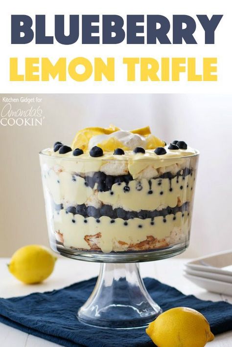 Lemon Blueberry Trifle, Lemon Trifle, Blueberry Trifle, Trifle Recipes Easy, Trifle Bowl Recipes, Easy Trifle, Trifle Dessert Recipes, Trifle Recipes, Dessert Halloween