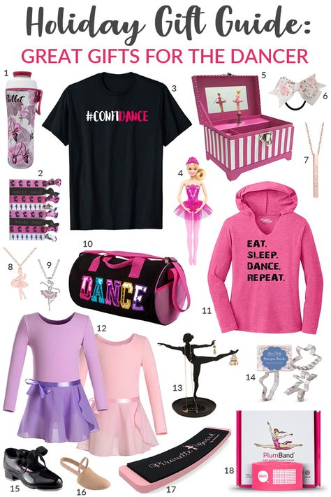 Gift ideas for the dancer Ballet Gifts For Kids, Ballet Gift Ideas, Dancer Gift Ideas, Unique Gift Guide, Sequin Throw Pillows, Dance Recital Gifts, Ballerina Jewelry, Long Sleeve Leotard, Ballet Gift