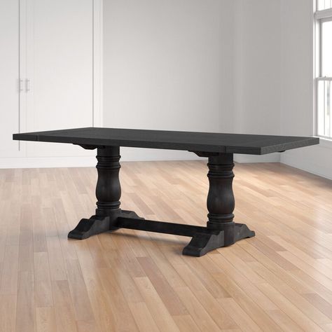 Trent Austin Design Wilmette Dining Table | Wayfair Classic Dining Table, Double Pedestal Dining Table, Solid Oak Dining Table, Traditional Dining Rooms, Trestle Dining Tables, Trestle Table, Dining Table Black, Solid Wood Table, Pedestal Dining Table