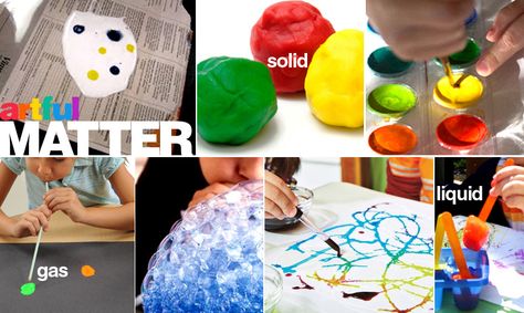 Artful Matter: including ice painting, glue painting, straw blowing art, magic salt painting, and paper towel fusion. Teaching Matter, Balancing Scale, Matter For Kids, Fun Art Projects, Ice Painting, Chemical Science, Melting Moments, 2nd Grade Art, Glue Painting