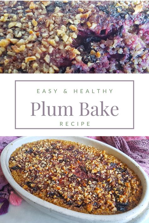 A delicious dessert, or breakfast if you like, which requires little ingredients and effort to make. Plums are packed with nutrients and I've used quinoa in this bake to increase the health benefits. If you like plums, you'll love this recipe. Enjoy! #plumrecipes #autumnrecipes #healthydessertrecipes #dessertideas #plumnutrition #glutenfreedessert Plum Recipes Healthy, Quinoa Breakfast Bake, Plum Benefits, Healthy Pie Recipes, Healthy Pudding, Plum Crumble, Plum Pie, Plum Recipes, Keylime Pie Recipe