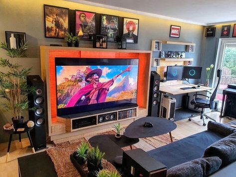 Gamer Living Room, Small Game Rooms, Video Game Room Design, Living Room Setup, Video Game Rooms, Game Room Ideas, Bedroom Setup, Gaming Room Setup, Games Room