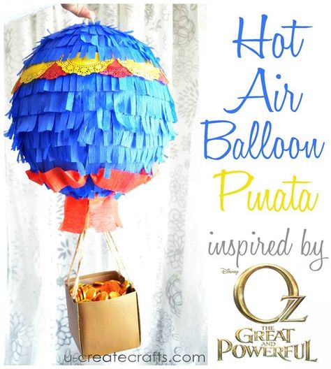 I was recently asked to make a craft inspired by the magical movie OZ the Great and Powerful.  Have you seen this incredible movie?  We watched it for our Friday Movie Night and my family LOVED it.  In fact, my children have watched it everyday since then. For my craft, I wanted to … Make A Hot Air Balloon, Balloon Pinata, Oz The Great And Powerful, Diy Hot Air Balloons, Hot Air Balloon Cake, Friday Movie, Hot Air Balloon Party, Diy Pinata, Chinese Lantern