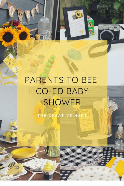 Parent's to Bee Co-ed Baby Shower Parents To Bee Baby Shower Ideas, Baby To Bee Shower Ideas, Couple Baby Shower Themes, Coed Baby Shower Ideas Themes, Parents To Bee Baby Shower Party Ideas, Baby Bee Shower Ideas, Open House Baby Shower Ideas, Co Ed Baby Shower Themes, Co Ed Baby Shower Invitations