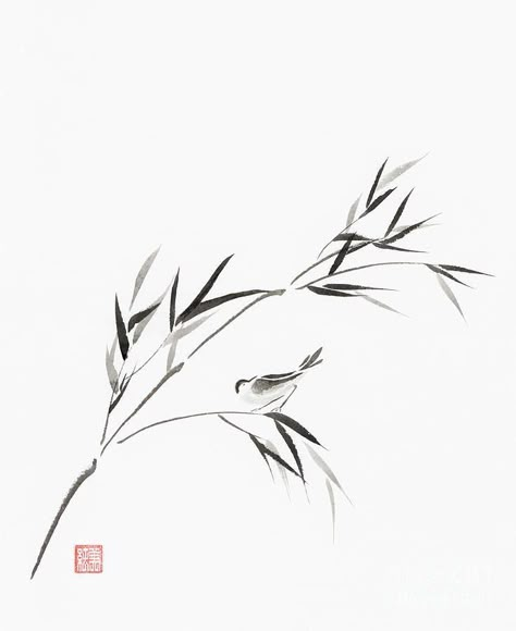 Japanese Ink Painting, Bamboo Tattoo, Zen Painting, Sumi E Painting, Chinese Art Painting, Bamboo Art, Japanese Zen, Japon Illustration, Modern Art Paintings