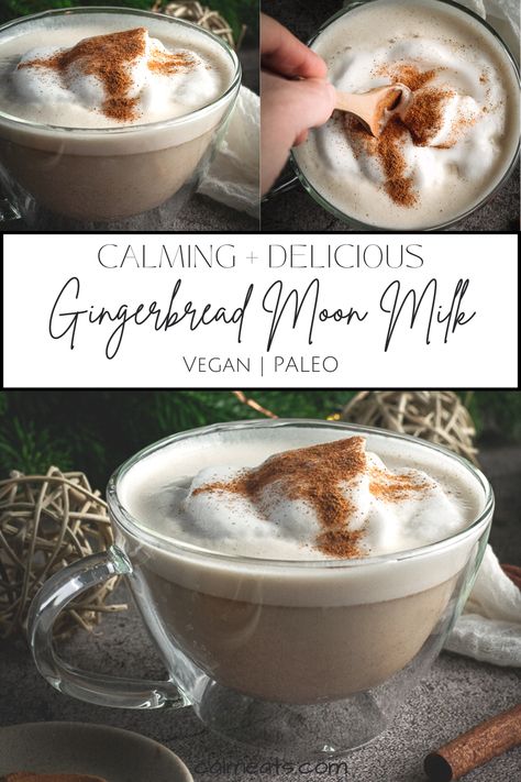 Treat yourself to a healthy, warming, and delicious gingerbread moon milk that’s perfect for cold winter days. #gingerbreadmoonmilk #gingerbreadflavor #gingerbreaddrink #moonmilk #nonalcoholicdrinks #winterdrinks #christmasdrinks #antiinflammatorydrinks #moonmilkrecipes Moonmilk Recipe, Healthy Winter Drinks, Warm Milk Drinks, Warm Desserts Winter, Warm Drinks For Winter, Hot Drinks For Winter, Postpartum Nourishment, Moon Milk Recipe, Winter Flavors